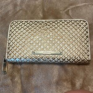 Brahmin gold metallic and cream zip wallet